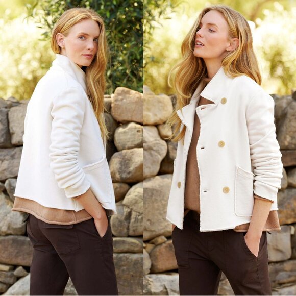 Frank & Eileen Mini Belfast Vintage White Cropped Sweatshirt Peacoat Size M - Picture 2 of 9